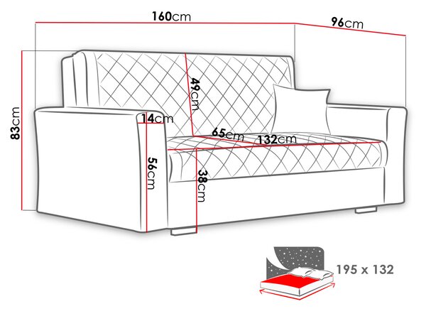 Καναπές-κρεβάτι Caro IIΙ - 162.00Χ96.00Χ83.00cm