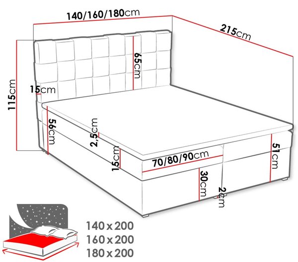 Επενδυμένο κρεβάτι Malmo Box-Kyparissi-160 x 200 - 215.00Χ160.00Χ115.00cm