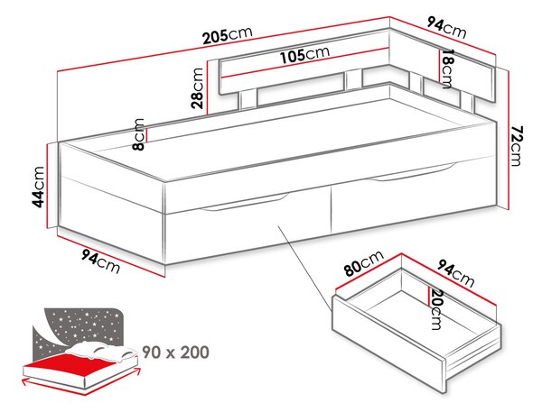 Κρεβάτι Sigma-Drus - Leuko - Gkri-120 x 200 - 0.00Χ0.00Χ0.00cm