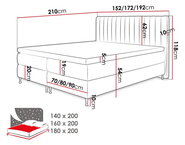 Επενδυμένο κρεβάτι Elegance-Mpez-140 x 200 εκ. - 210.00Χ152.00Χ118.00cm