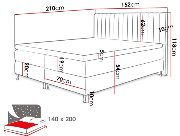 Επενδυμένο κρεβάτι Elegance-Mpez-140 x 200 εκ. - 210.00Χ152.00Χ118.00cm