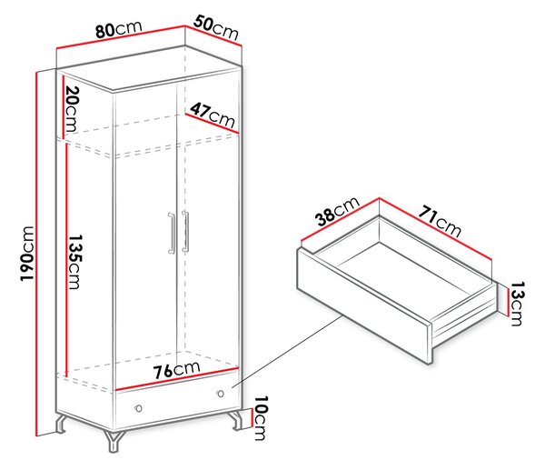 Ντουλάπα δίφυλλη Bryggen - 80.00Χ50.00Χ190.00cm