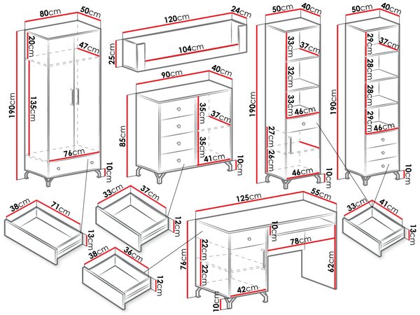 Ντουλάπα δίφυλλη Bryggen - 80.00Χ50.00Χ190.00cm