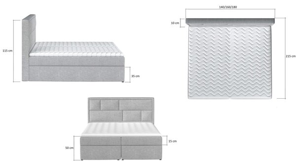 Επενδυμένο κρεβάτι Dorma-160 x 200-Mporntw - 160.00Χ215.00Χ53.00cm