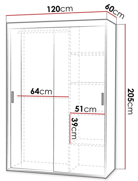 Ντουλάπα Rejat Δίφυλλη - 120.00Χ60.00Χ205.00cm