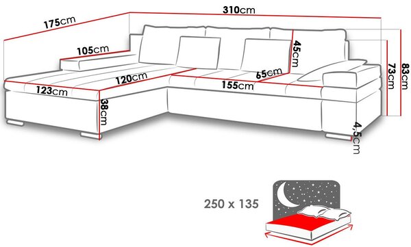 Γωνιακός καναπές Bangkok-Αριστερή-Prasino - 310.00Χ175.00Χ83.00cm