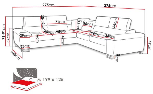 Γωνιακός καναπές Cotere 2e2-Φιστικί - 275.00Χ275.00Χ91.00cm