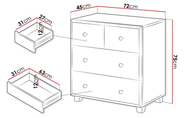 Συρταριέρα Glass mini-Γκρι - 72.00Χ45.00Χ75.00cm