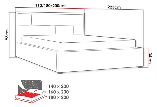 Επενδυμένο κρεβάτι Deco-180 x 200-Petrol - 200.00Χ223.00Χ93.00cm