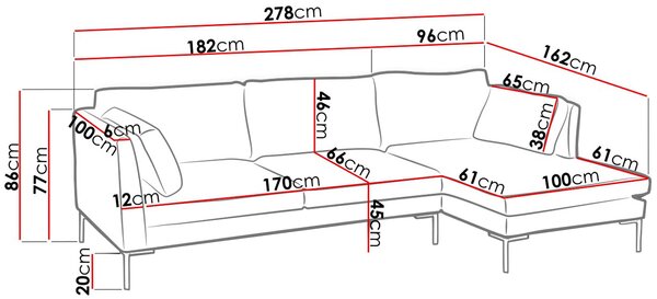 Γωνιακός καναπές Ocean II-Αριστερή-Keramidi - 278.00Χ162.00Χ86.00cm