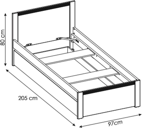 Κρεβάτι Sydney-90 x 200 - 96.90Χ204.90Χ80.50cm