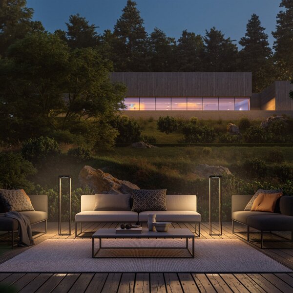 KLEWE LED ηλιακός λαμπτήρας RADIA MEGA, ανθρακί, 110 cm, αλουμίνιο IP65, Μαύρο, Αλουμίνιο, σύγχρονο, Ηλιακά φώτα