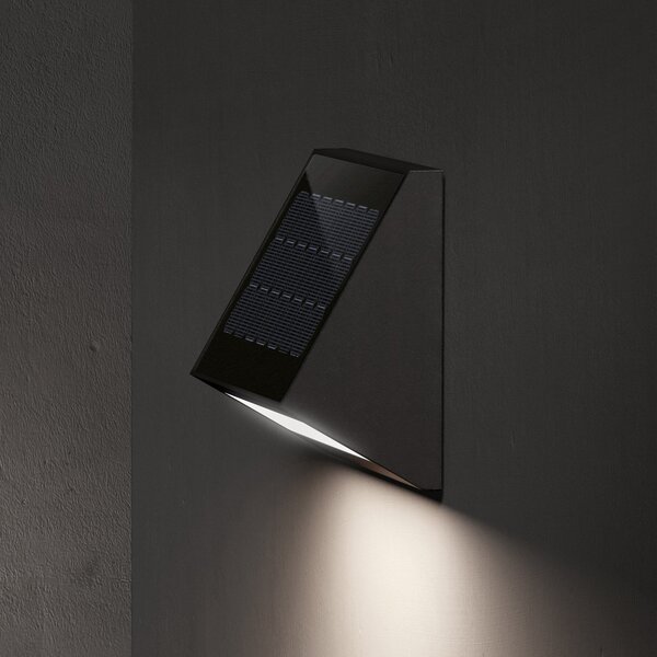 KLEWE LED ηλιακό φωτιστικό τοίχου ECOSTEP, ανθρακί, 17 cm, IP65, Μαύρο, Αλουμίνιο, σύγχρονο, Ηλιακά φώτα