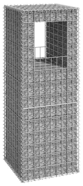 Συρματοκιβώτιο Στύλος 50 x 50 x 140 εκ. Σιδερένιο - Ασήμι