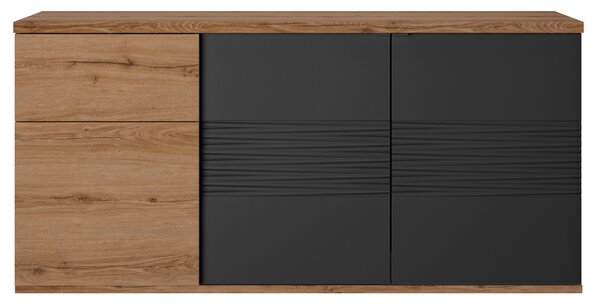 Otello μπουφές με 3 πόρτες και 1 συρτάρι 180x47x87εκ. Helvezia Oak / Μαύρο