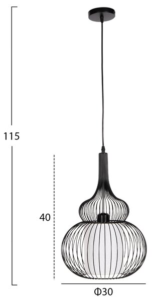 ΦΩΤΙΣΤΙΚΟ ΟΡΟΦΗΣ ΚΡΕΜΑΣΤΟ HM4185 ΜΑΥΡΟ ΜΕΤΑΛΛΟ-ΛΕΥΚΟ ΥΦΑΣΜΑ Φ30x115Υεκ