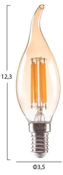 ΛΑΜΠΤΗΡΑΣ HM4047.02 ΣΤΥΛ ΦΛΟΓΑ LED FILAMENT 6W E14 3000K GOLD DIMMABLE