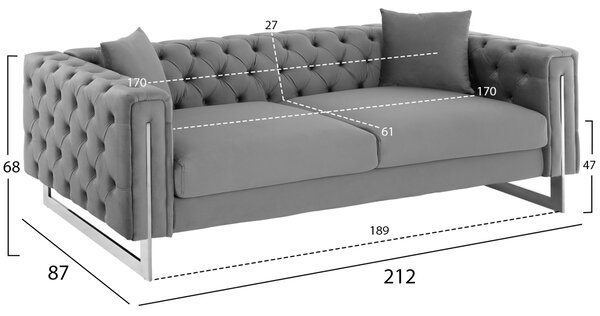 ΣΕΤ ΣΑΛΟΝΙ τ.CHESTERFIELD FB911935.01 ΓΚΡΙ ΒΕΛΟΥΔΟ-ΜΕΤΑΛ.ΠΟΔΙΑ