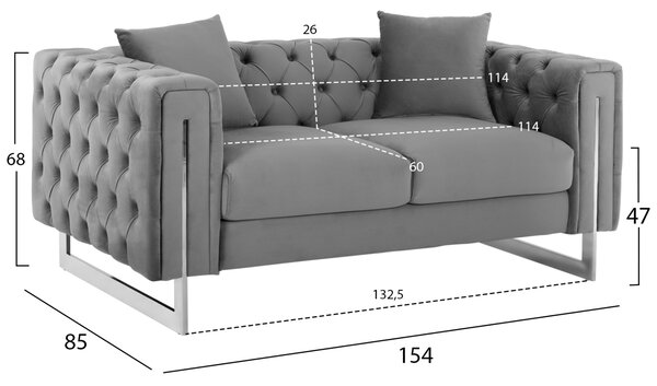 ΣΕΤ ΣΑΛΟΝΙ τ.CHESTERFIELD FB911935.01 ΓΚΡΙ ΒΕΛΟΥΔΟ-ΜΕΤΑΛ.ΠΟΔΙΑ