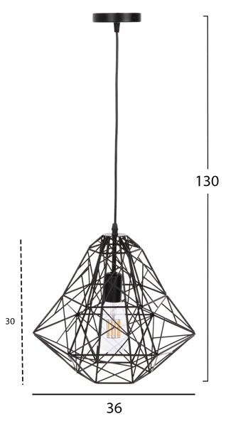 ΦΩΤΙΣΤΙΚΟ ΟΡΟΦΗΣ ΚΡΕΜΑΣΤΟ HM4067 ΜΑΥΡΟ ΜΕΤΑΛΛΙΚΟ ΔΙΚΤΥΩΤΟ ΚΑΠΕΛΟ 36x30x130Υεκ