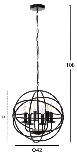 ΦΩΤΙΣΤΙΚΟ ΟΡΟΦΗΣ ΚΡΕΜΑΣΤΟ HM4127 ΜΑΥΡΗ ΜΕΤΑΛΛΙΚΗ ΣΦΑΙΡΑ 6-ΦΩΤΟ Φ42x108Υεκ