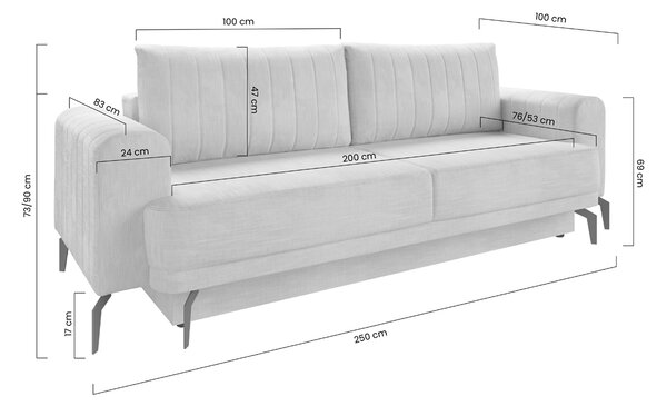 Διθέσιος Καναπές Roza, κρεβάτι 200x145 cm, Πράσινο 250x90x100cm-BOG5645