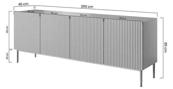 Μπουφές Niki, με 4 ράφια, γαλάζιο με χρυσά πόδια 200x85x45cm-BOG9993