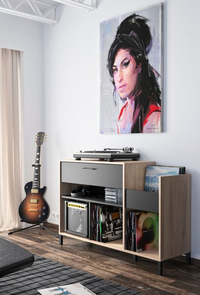 Vinyl έπιπλο για pick-up 115x40x81εκ. Light Kronberg Oak/Black