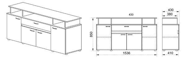 Τουαλέτα 1213056 Καρυδί, 154x43x85, Genomax