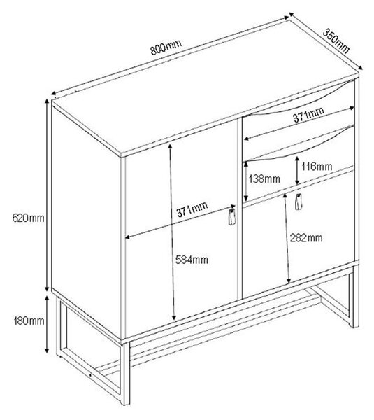 EDGE ΚΟΜΟΤΑ ΜΑΥΡΟ SONOMA 80x35xH80cm