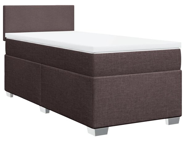 VidaXL Κρεβάτι Boxspring με Στρώμα Σκούρο Καφέ 90x200 εκ. Υφασμάτινο