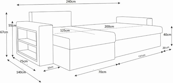 Γωνιακός καναπές Kern-Kafe - Mpez - 240.00Χ140.00Χ90.00cm