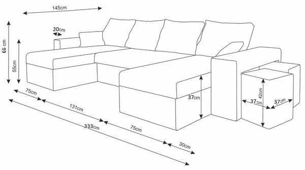 Γωνιακός καναπές Komo-Kafe-Mpez - 328.00Χ145.00Χ72.00cm