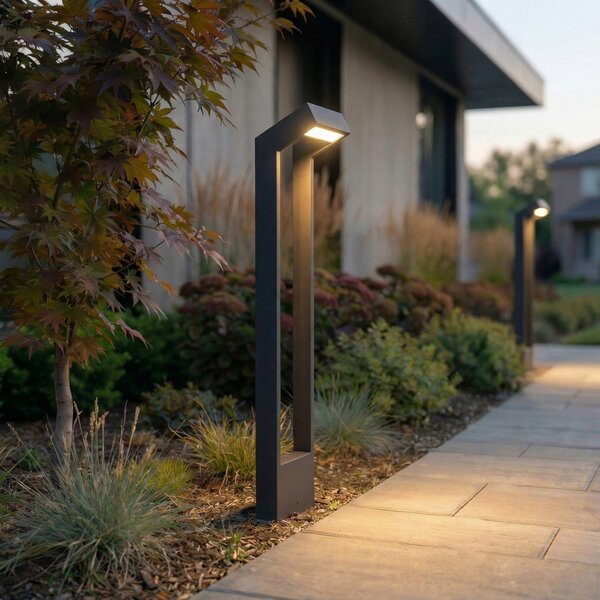 Arcchio Φωτιστικό διαδρόμου LED Kovato, ύψος 95 cm, σκούρο γκρι, IP65, Γκρι, Μέταλλο, σύγχρονο