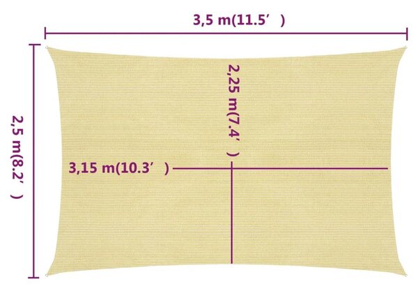 Πανί Σκίασης Μπεζ 2,5 x 3,5 μ. από HDPE 160 γρ./μ² - Μπεζ