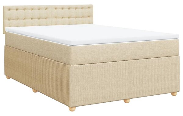 VidaXL Κρεβάτι Boxspring με Στρώμα Κρεμ 140x200 εκ. Υφασμάτινο