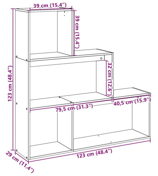 Βιβλιοθήκη/Διαχωριστικό Χώρου 3 Επ. Δρυς 123x29x123 εκ Επ. Ξύλο - Καφέ