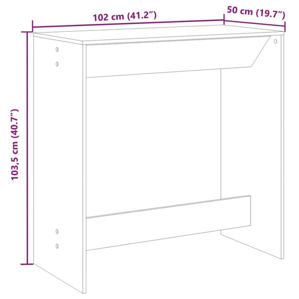 Τραπέζι Μπαρ Λευκό 102x50x103,5εκ. Επεξεργ. Ξύλο - Λευκό