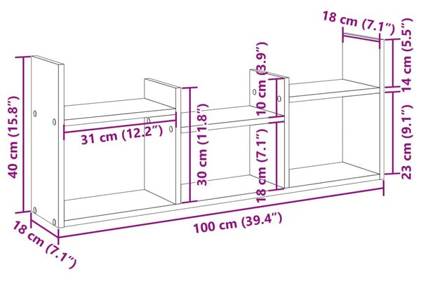 Ντουλάπι Τοίχου Αρτισιανή Δρυς 100x18x40 εκ. Επεξεργασμένο Ξύλο - Καφέ