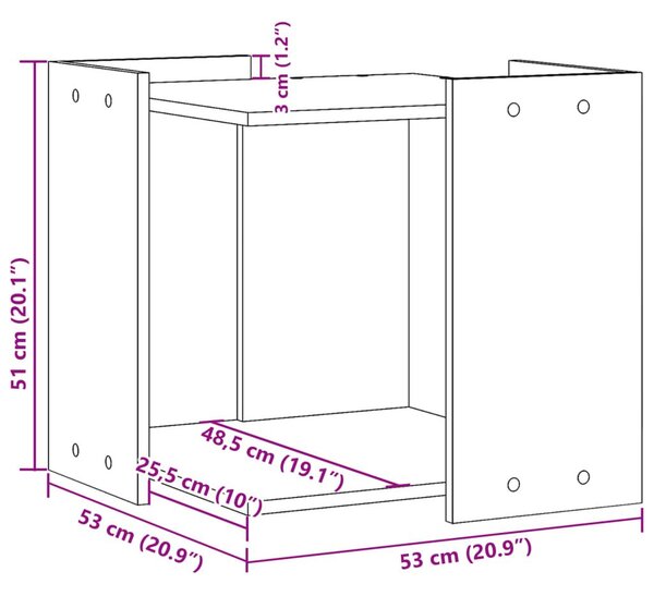 Τουαλέτα Γάτας Περίφραξη Καπνιστή Δρυς 53x53x51 εκ Επεξ. Ξύλο - Καφέ