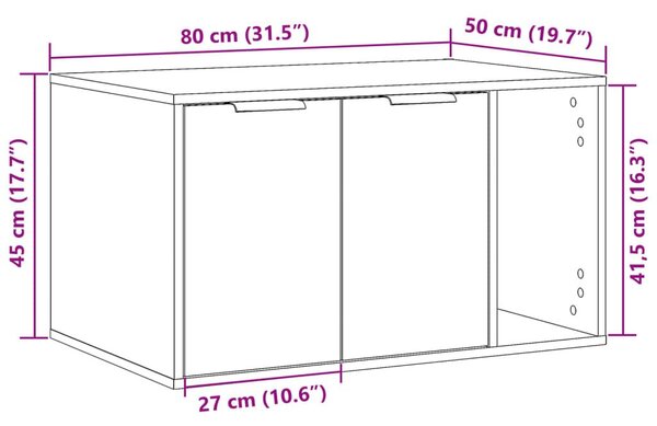 Τουαλέτα Γάτας Περίφραξη Μαύρο 80x50x45 εκ. Επεξεργασμ. Ξύλο - Μαύρο