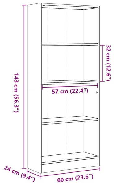 Βιβλιοθήκη Καπνιστή Δρυς 60x24x143 εκ. από Επεξεργασμένο Ξύλο - Καφέ