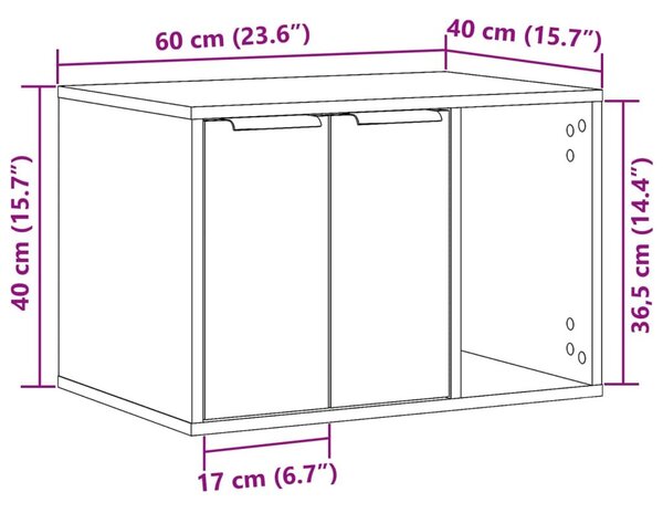 Τουαλέτα Γάτας Περίφραξη Μαύρο 60x40x40 εκ. Επεξεργασμ. Ξύλο - Μαύρο