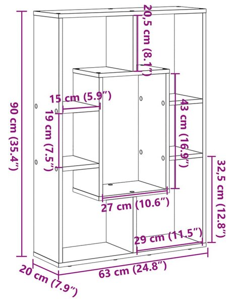 Βιβλιοθήκη Sonoma Δρυς 63x20x90 εκ. από Επεξεργασμένο Ξύλο - Καφέ