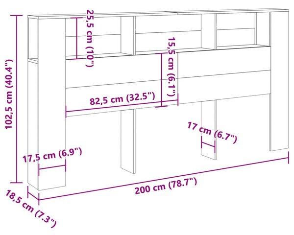 Κεφαλάρι Με Αποθηκευτικό Χώρο 200x18,5x102,5 εκ. Επεξ. Ξύλο - Καφέ