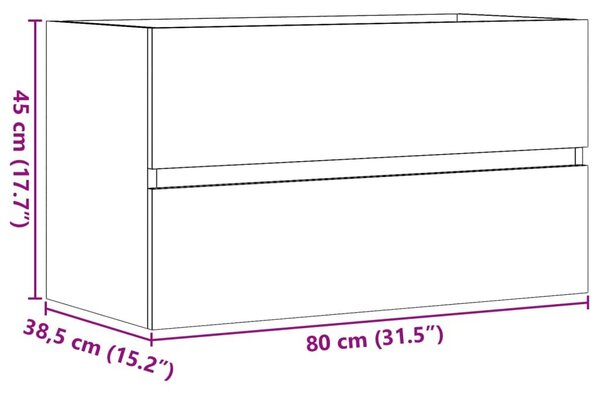 Ντουλάπι Μπάνιου Κρεμαστό Παλ. Ξύλο 80x38,5x45εκ. από Επ. Ξύλο - Καφέ