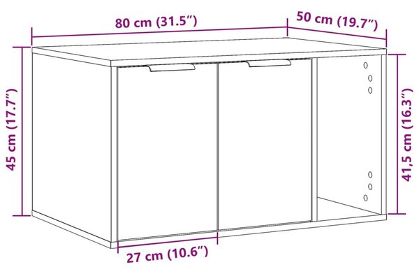 Τουαλέτα Γάτας Περίφραξη Καπνιστή Δρυς 80x50x45 εκ. Επεξ. Ξύλο - Καφέ