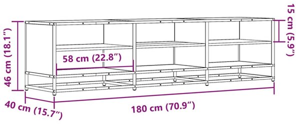 Έπιπλο Τηλεόρασης Sonoma Δρυς 180x40x46 εκ. Επεξ. Ξύλο - Καφέ