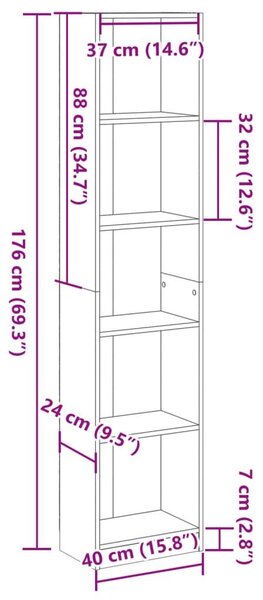 Βιβλιοθήκη Sonoma Δρυς 40x24x176 εκ. από Επεξεργασμένο Ξύλο - Καφέ