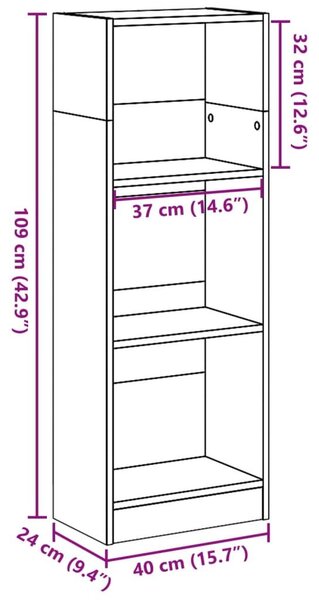 Βιβλιοθήκη Μαύρο 40x24x109 εκ. από Επεξεργασμένο Ξύλο - Μαύρο